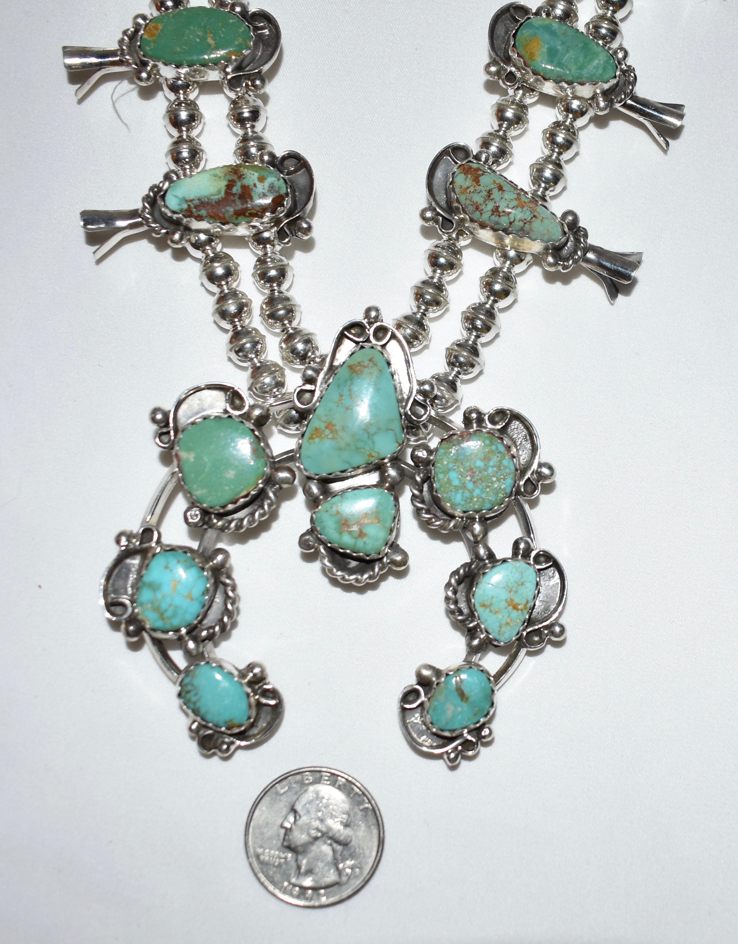 Chaco Canyon Sterling Silver Kingman Turquoise Squash Blossom Necklace -  20175354 | HSN